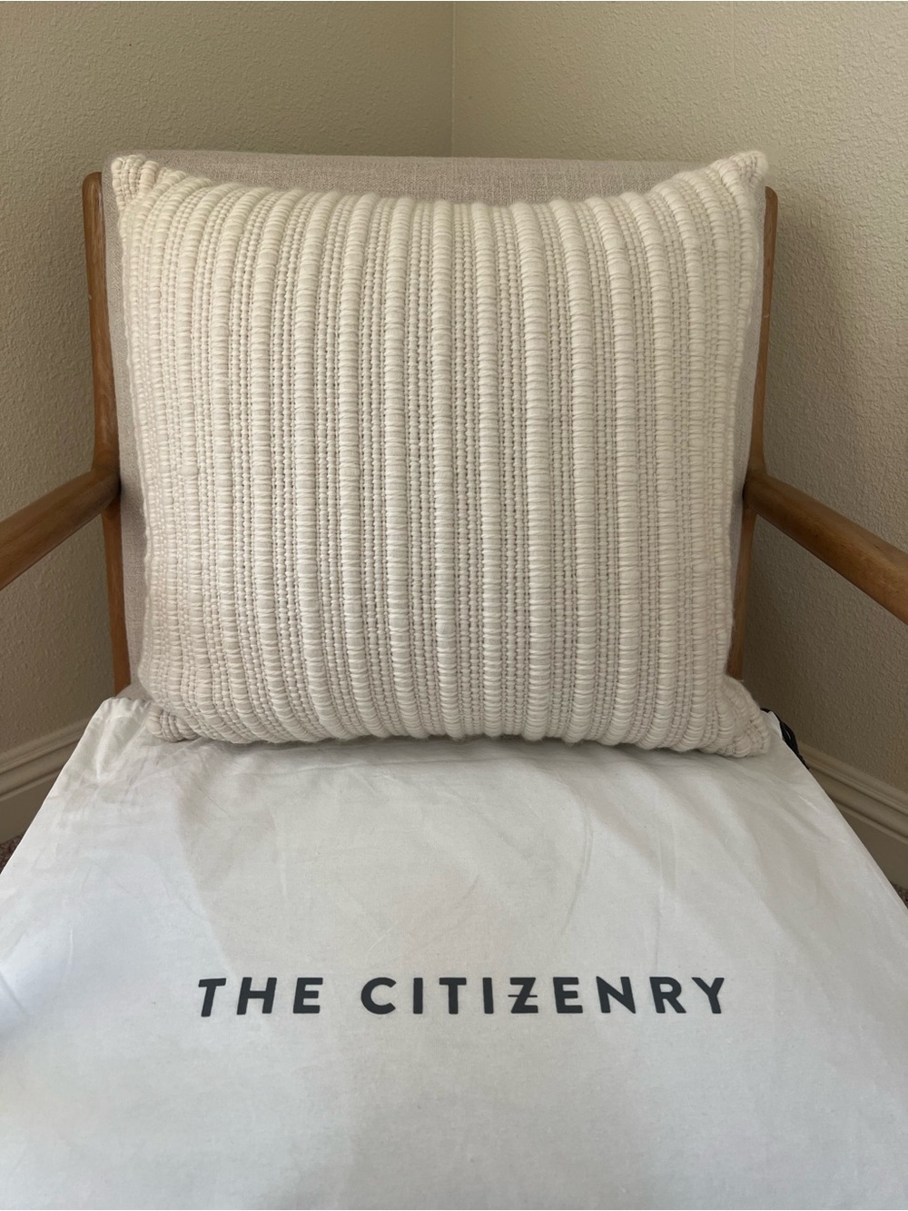 The Citizenry La Duna Cream Ribbed Knit Accent Pillow